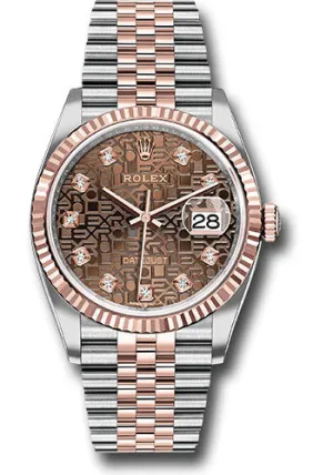   x Steel and Everose   sor Datejust 36 Watch - Fluted Bezel - Chocolate Jubilee Diamond Dial - Jubilee Bracelet - 126231 chojdj Datejust watch for sale   x Datejust watch