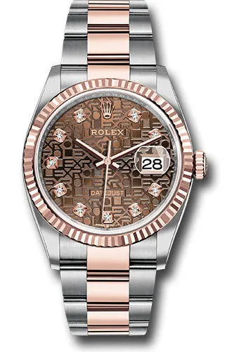   x Steel and Everose   sor Datejust 36 Watch - Fluted Bezel - Chocolate Jubilee Diamond Dial - Oyster Bracelet - 126231 chojdo Datejust watch for sale   x Datejust watch