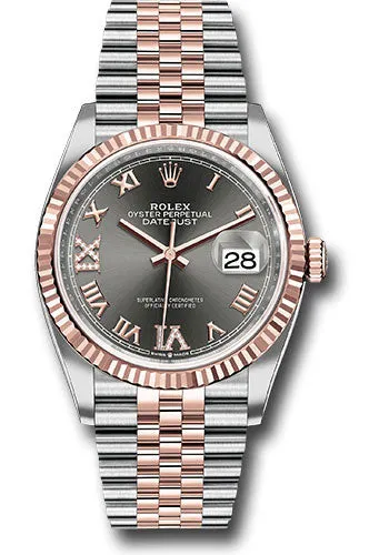   x Steel and Everose   sor Datejust 36 Watch - Fluted Bezel - Dark Rhodium Roman Dial - Jubilee Bracelet - 126231 dkrdr69j Datejust watch for sale   x Datejust watch