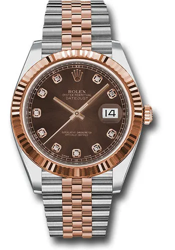   x Steel and Everose   sor Datejust 41 Watch - Fluted Bezel - Chocolate Diamond Dial - Jubilee Bracelet - 126331 chodj Datejust watch for sale   x Datejust watch