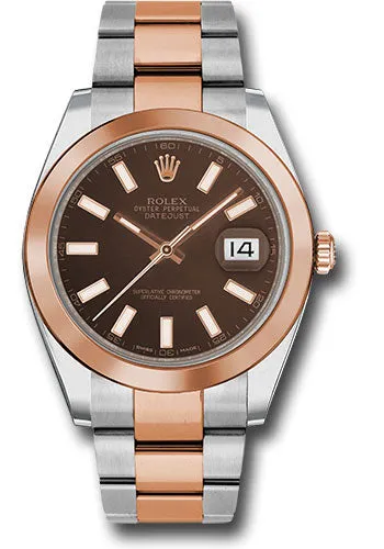   x Steel and Everose   sor Datejust 41 Watch - Smooth Bezel - Chocolate Index Dial - Oyster Bracelet - 126301 choio Datejust watch for sale   x Datejust watch