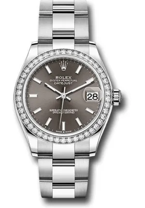   x Steel and White Gold Datejust 31 Watch - Diamond Bezel - Dark Grey Index Dial - Oyster Bracelet 278384RBR dkgio Datejust watch for sale   x Datejust watch