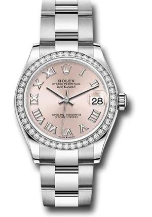   x Steel and White Gold Datejust 31 Watch - Diamond Bezel - Pink Roman Dial - Oyster Bracelet 278384RBR pro Datejust watch for sale   x Datejust watch