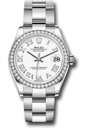   x Steel and White Gold Datejust 31 Watch - Diamond Bezel - White Roman Dial - Oyster Bracelet 278384RBR wro Datejust watch for sale   x Datejust watch