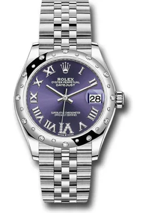   x Steel and White Gold Datejust 31 Watch - Domed 24 Diamond Bezel - Aubergine Roman Diamond 6 Dial - Jubilee Bracelet 278344RBR aubdr6j Datejust watch for sale   x Datejust watch