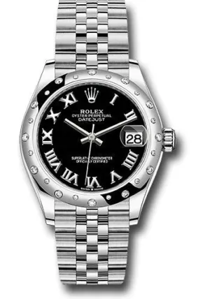   x Steel and White Gold Datejust 31 Watch - Domed 24 Diamond Bezel - Black Roman Dial - Jubilee Bracelet 278344RBR bkrj Datejust watch for sale   x Datejust watch