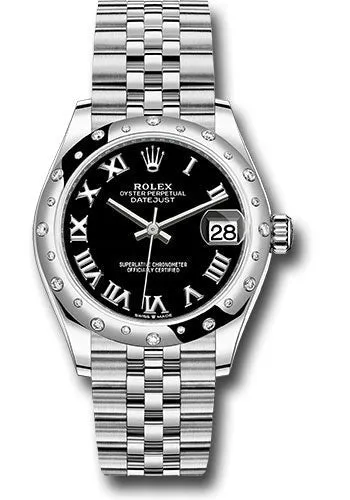   x Steel and White Gold Datejust 31 Watch - Domed 24 Diamond Bezel - Black Roman Dial - Jubilee Bracelet 278344RBR bkrj Datejust watch for sale   x Datejust watch