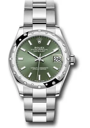  x Steel and White Gold Datejust 31 Watch - Domed 24 Diamond Bezel - Mint Green Index Dial - Oyster Bracelet 278344RBR mgio Datejust watch for sale   x Datejust watch