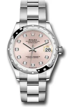   x Steel and White Gold Datejust 31 Watch - Domed 24 Diamond Bezel - Pink Diamond Dial - Oyster Bracelet 278344RBR pdo Datejust watch for sale   x Datejust watch