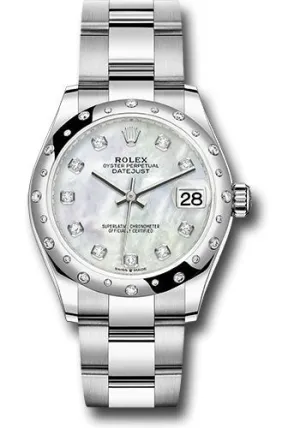   x Steel and White Gold Datejust 31 Watch - Domed 24 Diamond Bezel - White Mother-Of-Pearl Diamond Dial - Oyster Bracelet 278344RBR mdo Datejust watch for sale   x Datejust watch