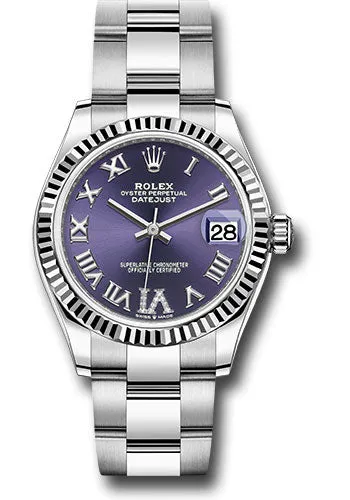   x Steel and White Gold Datejust 31 Watch - Fluted Bezel - Aubergine Roman Diamond 6 Dial - Oyster Bracelet 278274 aubdr6o Datejust watch for sale   x Datejust watch