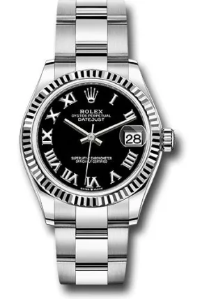   x Steel and White Gold Datejust 31 Watch - Fluted Bezel - Black Roman Dial - Oyster Bracelet 278274 bkro Datejust watch for sale   x Datejust watch
