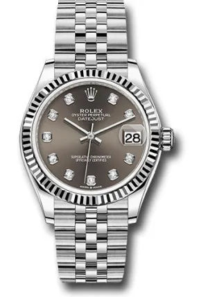   x Steel and White Gold Datejust 31 Watch - Fluted Bezel - Dark Grey Diamond Dial - Jubilee Bracelet 278274 dkgdj Datejust watch for sale   x Datejust watch