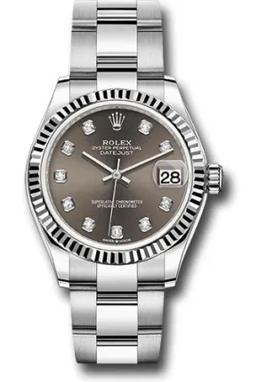   x Steel and White Gold Datejust 31 Watch - Fluted Bezel - Dark Grey Diamond Dial - Oyster Bracelet 278274 dkgdo Datejust watch for sale   x Datejust watch