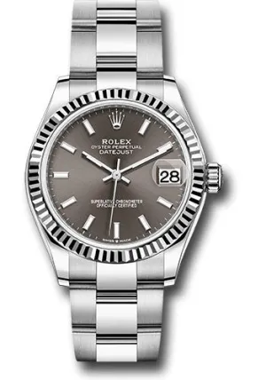   x Steel and White Gold Datejust 31 Watch - Fluted Bezel - Dark Grey Index Dial - Oyster Bracelet 278274 dkgio Datejust watch for sale   x Datejust watch