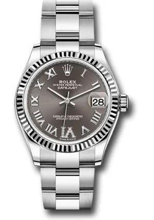   x Steel and White Gold Datejust 31 Watch - Fluted Bezel - Dark Grey Roman Diamond 6 Dial - Oyster Bracelet 278274 dkgdr6o Datejust watch for sale   x Datejust watch