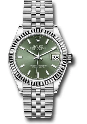   x Steel and White Gold Datejust 31 Watch - Fluted Bezel - Mint Green Index Dial - Jubilee Bracelet 278274 mgij Datejust watch for sale   x Datejust watch