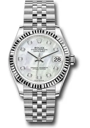   x Steel and White Gold Datejust 31 Watch - Fluted Bezel - White Mother-Of-Pearl Diamond Dial - Jubilee Bracelet 278274 mdj Datejust watch for sale   x Datejust watch