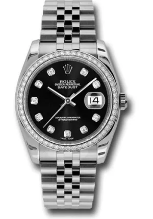   x Steel and White Gold Datejust 36 Watch - 52 Diamond Bezel - Black Diamond Dial - Jubilee Bracelet - 116244 bkdj Datejust watch for sale   x Datejust watch