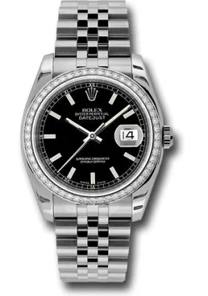   x Steel and White Gold Datejust 36 Watch - 52 Diamond Bezel - Black Index Dial - Jubilee Bracelet - 116244 bkij Datejust watch for sale   x Datejust watch