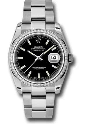   x Steel and White Gold Datejust 36 Watch - 52 Diamond Bezel - Black Index Dial - Oyster Bracelet - 116244 bkio Datejust watch for sale   x Datejust watch