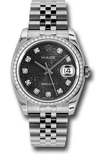   x Steel and White Gold Datejust 36 Watch - 52 Diamond Bezel - Black Jubilee Diamond Dial - Jubilee Bracelet - 116244 bkjdj Datejust watch for sale   x Datejust watch