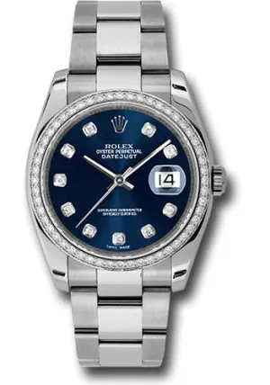   x Steel and White Gold Datejust 36 Watch - 52 Diamond Bezel - Blue Diamond Dial - Oyster Bracelet - 116244 bldo Datejust watch for sale   x Datejust watch
