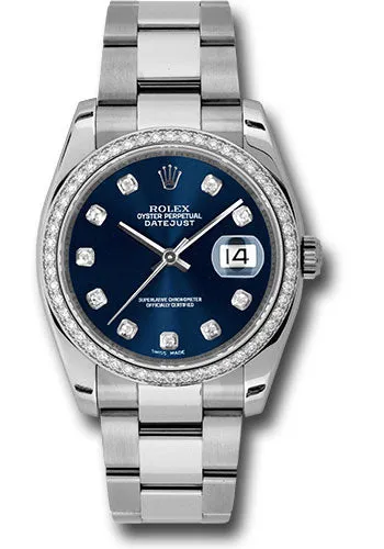   x Steel and White Gold Datejust 36 Watch - 52 Diamond Bezel - Blue Diamond Dial - Oyster Bracelet - 116244 bldo Datejust watch for sale   x Datejust watch