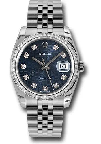  x Steel and White Gold Datejust 36 Watch - 52 Diamond Bezel - Blue Jubilee Diamond Dial - Jubilee Bracelet - 116244 bljdj Datejust watch for sale   x Datejust watch