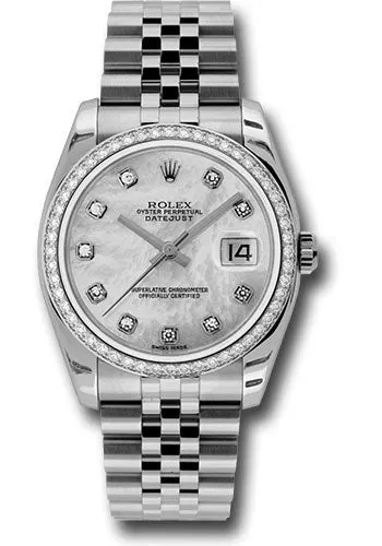   x Steel and White Gold Datejust 36 Watch - 52 Diamond Bezel - Mother-Of-Pearl Diamond Dial - Jubilee Bracelet - 116244 mdj Datejust watch for sale   x Datejust watch