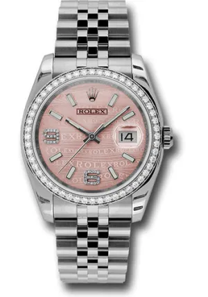   x Steel and White Gold Datejust 36 Watch - 52 Diamond Bezel - Pink Wave Diamond 6 And 9 Arabic Dial - Jubilee Bracelet - 116244  pwdaj Datejust watch for sale   x Datejust watch