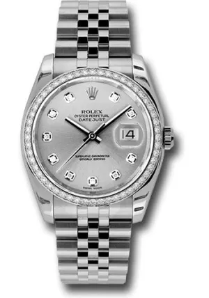   x Steel and White Gold Datejust 36 Watch - 52 Diamond Bezel - Silver Diamond Dial - Jubilee Bracelet - 116244 sdj Datejust watch for sale   x Datejust watch