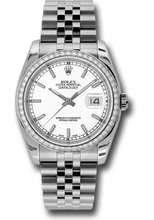  x Steel and White Gold Datejust 36 Watch - 52 Diamond Bezel - White Index Dial - Jubilee Bracelet - 116244 wij Datejust watch for sale   x Datejust watch