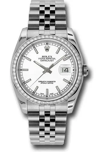   x Steel and White Gold Datejust 36 Watch - 52 Diamond Bezel - White Index Dial - Jubilee Bracelet - 116244 wij Datejust watch for sale   x Datejust watch