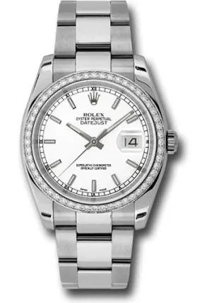   x Steel and White Gold Datejust 36 Watch - 52 Diamond Bezel - White Index Dial - Oyster Bracelet - 116244 wio Datejust watch for sale   x Datejust watch