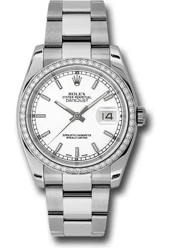   x Steel and White Gold Datejust 36 Watch - 52 Diamond Bezel - White Index Dial - Oyster Bracelet - 116244 wio Datejust watch for sale   x Datejust watch