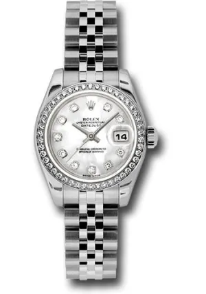   x Steel and White Gold Lady-Datejust 26 Watch - 46 Diamond Bezel - Mother-Of-Pearl Diamond Dial - Jubilee Bracelet - 179384 mdj Datejust watch for sale   x Datejust watch