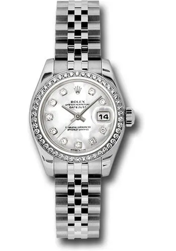   x Steel and White Gold Lady-Datejust 26 Watch - 46 Diamond Bezel - Mother-Of-Pearl Diamond Dial - Jubilee Bracelet - 179384 mdj Datejust watch for sale   x Datejust watch