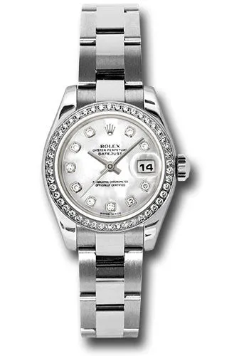   x Steel and White Gold Lady-Datejust 26 Watch - 46 Diamond Bezel - Mother-Of-Pearl Diamond Dial - Oyster Bracelet - 179384 mdo Datejust watch for sale   x Datejust watch