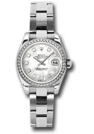   x Steel and White Gold Lady-Datejust 26 Watch - 46 Diamond Bezel - Mother-Of-Pearl Diamond Dial - Oyster Bracelet - 179384 mdo Datejust watch for sale   x Datejust watch