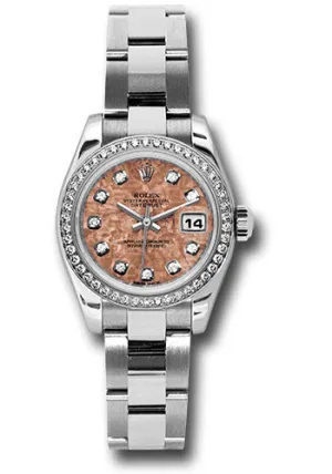   x Steel and White Gold Lady-Datejust 26 Watch - 46 Diamond Bezel - Pink Gold Crystal Diamond Dial - Oyster Bracelet - 179384 pgcdo Datejust watch for sale   x Datejust watch