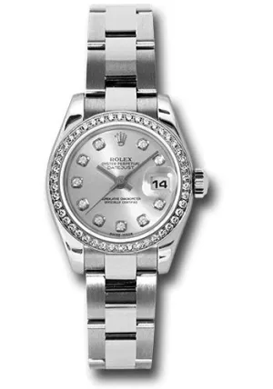   x Steel and White Gold Lady Datejust 26 Watch - 46 Diamond Bezel - Silver Diamond Dial - Oyster Bracelet - 179384 sdo Datejust watch for sale   x Datejust watch