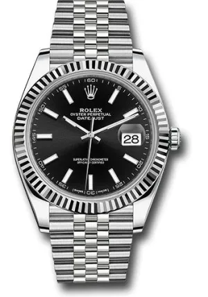   x Steel and White Gold   sor Datejust 41 Watch - Fluted Bezel - Black Index Dial - Jubilee Bracelet - 126334 bkij Datejust watch for sale   x Datejust watch