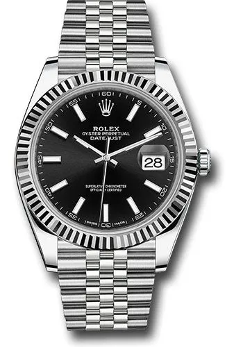   x Steel and White Gold   sor Datejust 41 Watch - Fluted Bezel - Black Index Dial - Jubilee Bracelet - 126334 bkij Datejust watch for sale   x Datejust watch