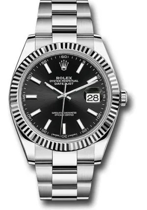   x Steel and White Gold   sor Datejust 41 Watch - Fluted Bezel - Black Index Dial - Oyster Bracelet - 126334 bkio 2020 Papers Datejust watch for sale   x Datejust watch