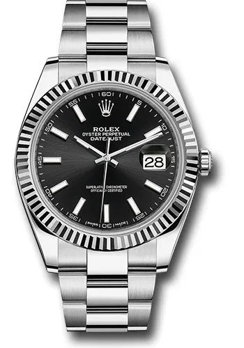   x Steel and White Gold   sor Datejust 41 Watch - Fluted Bezel - Black Index Dial - Oyster Bracelet - 126334 bkio 2020 Papers Datejust watch for sale   x Datejust watch