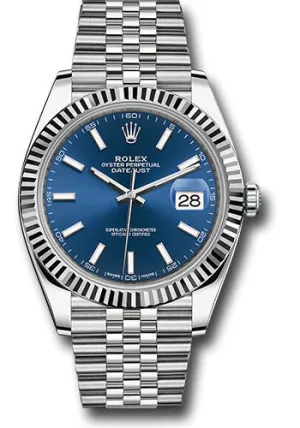  x Steel and White Gold   sor Datejust 41 Watch - Fluted Bezel - Blue Index Dial - Jubilee Bracelet - 126334 blij Datejust watch for sale   x Datejust watch