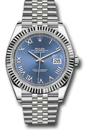   x Steel and White Gold   sor Datejust 41 Watch - Fluted Bezel - Blue Roman Dial - Jubilee Bracelet - 126334 blrj Datejust watch for sale   x Datejust watch