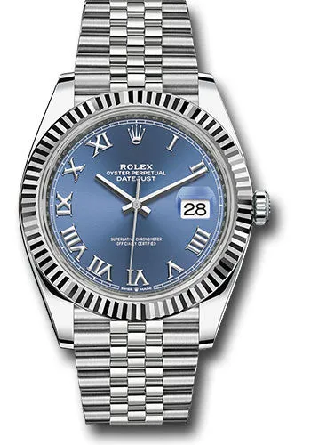   x Steel and White Gold   sor Datejust 41 Watch - Fluted Bezel - Blue Roman Dial - Jubilee Bracelet - 126334 blrj Datejust watch for sale   x Datejust watch
