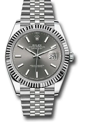   x Steel and White Gold   sor Datejust 41 Watch - Fluted Bezel - Dark Rhodium Index Dial - Jubilee Bracelet - 126334 dkrij Datejust watch for sale   x Datejust watch